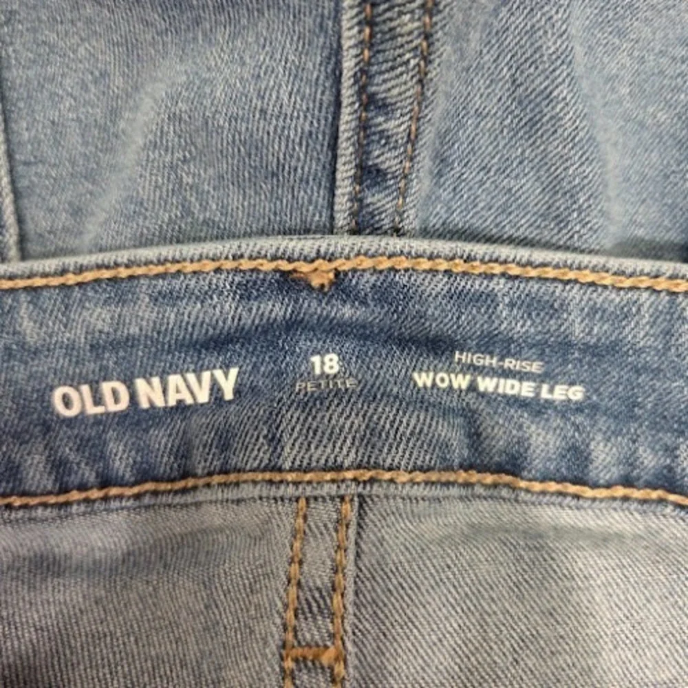 Old Navy High Rise Wow Wide Leg‎ Jeans Cropped Women's 18P Blue Denim Stretch